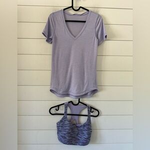 Lululemon Bra Size 4  and Top (guesstimate Size XS) Combo Violet
